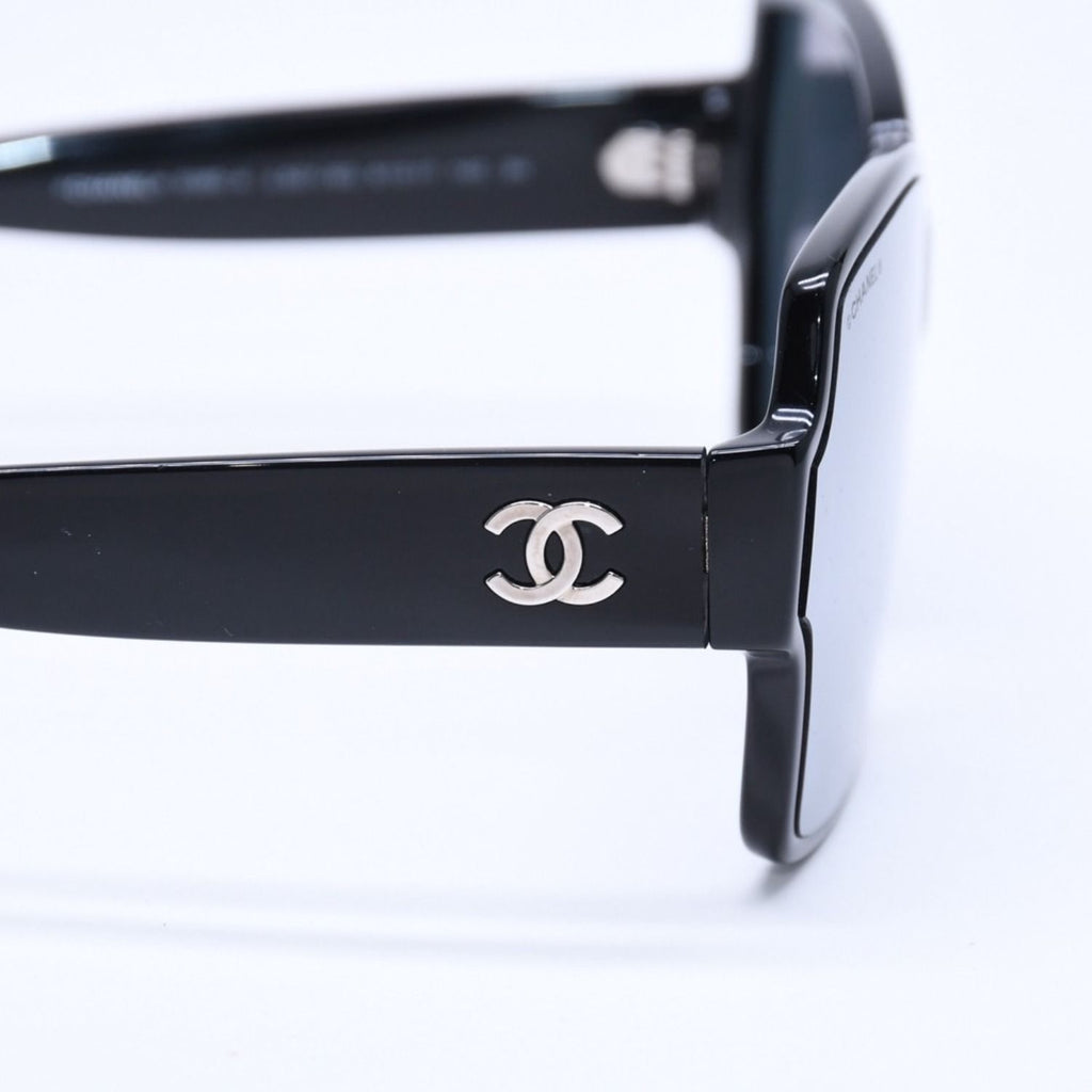Chanel Square Shape Sunglasses Mirror Lens Black CC Logo Eyewear — view 8