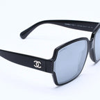 Chanel Square Shape Sunglasses Mirror Lens Black CC Logo Eyewear — view 4