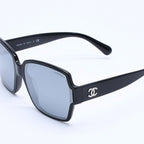 Chanel Square Shape Sunglasses Mirror Lens Black CC Logo Eyewear — view 3