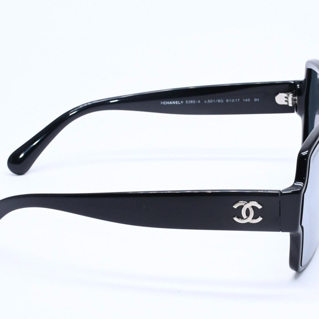 Chanel Square Shape Sunglasses Mirror Lens Black CC Logo Eyewear — view 5