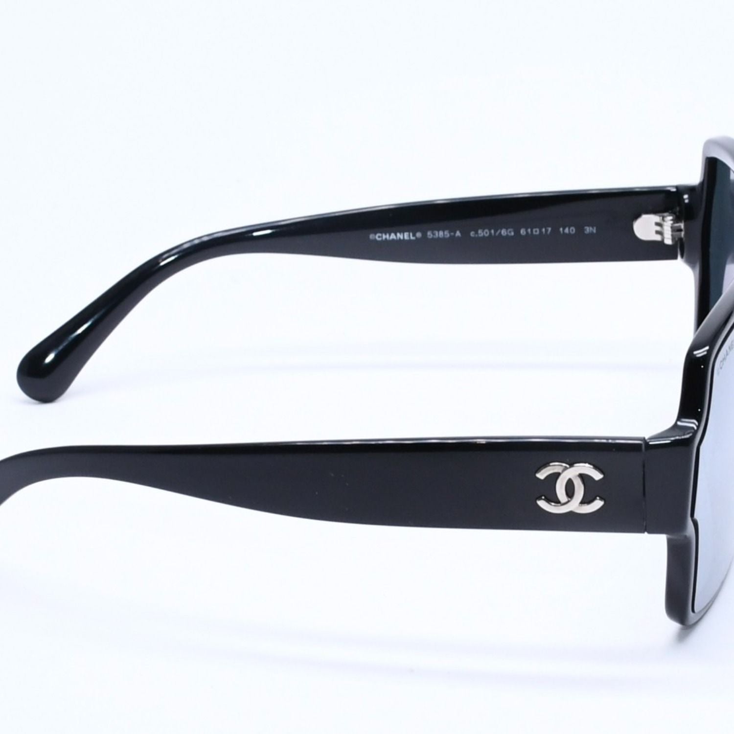 Chanel Square Shape Sunglasses Mirror Lens Black CC Logo Eyewear — view 5
