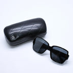 Chanel Square Shape Sunglasses Mirror Lens Black CC Logo Eyewear