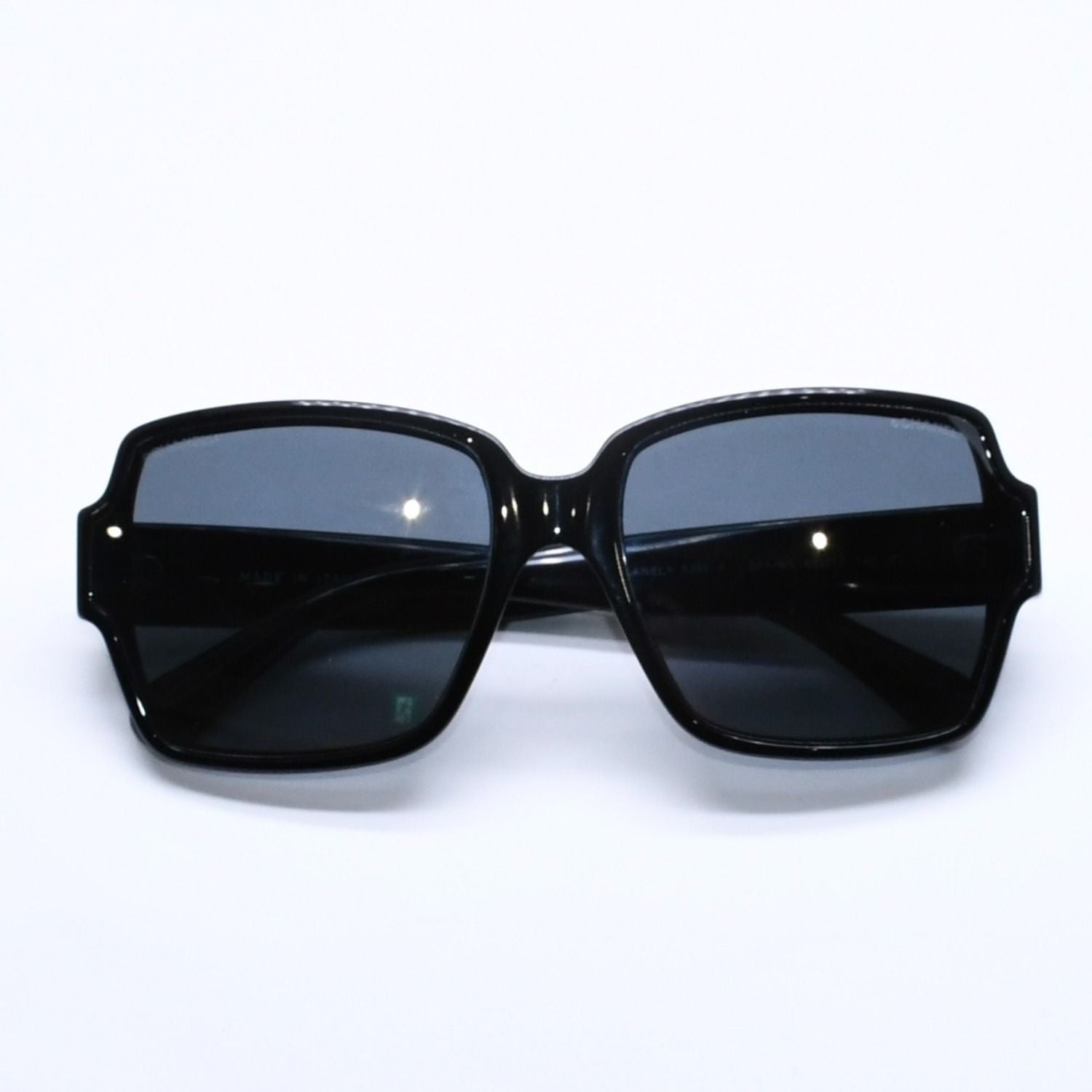 Chanel Square Shape Sunglasses Mirror Lens Black CC Logo Eyewear — view 2