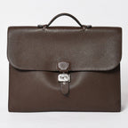 Hermes Sac a Depeche 41 Triple Leather le Business Bag Togo Chocolate Silver 4