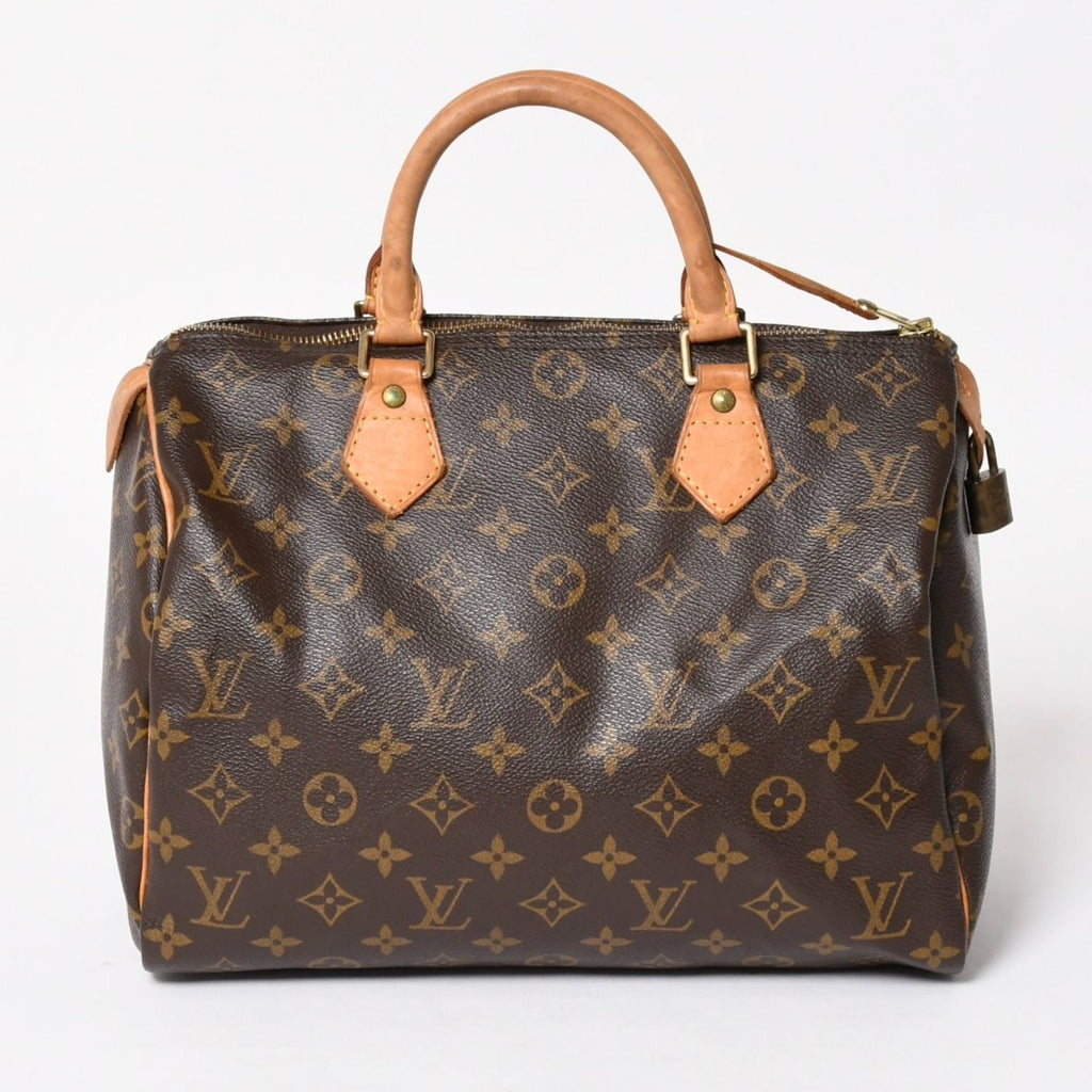 Louis Vuitton Speedy 30 Handbag Monogram Brown Gold