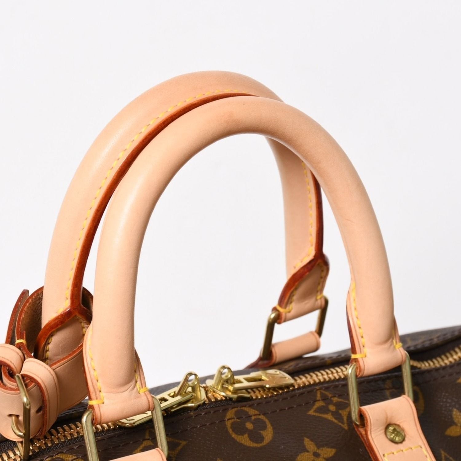 Louis Vuitton Monogram Keepall 45 Boston Bag Canvas Vachetta Leather Brown Gold — view 5