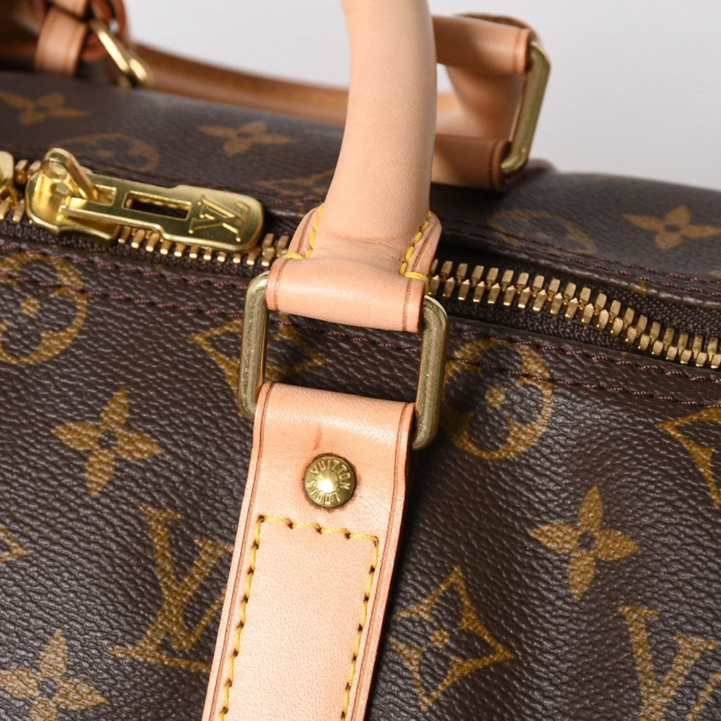 Louis Vuitton Monogram Keepall 45 Boston Bag Canvas Vachetta Leather Brown Gold — view 8