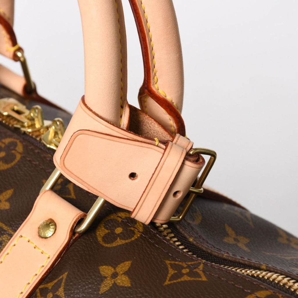 Louis Vuitton Monogram Keepall 45 Boston Bag Canvas Vachetta Leather Brown Gold — view 7