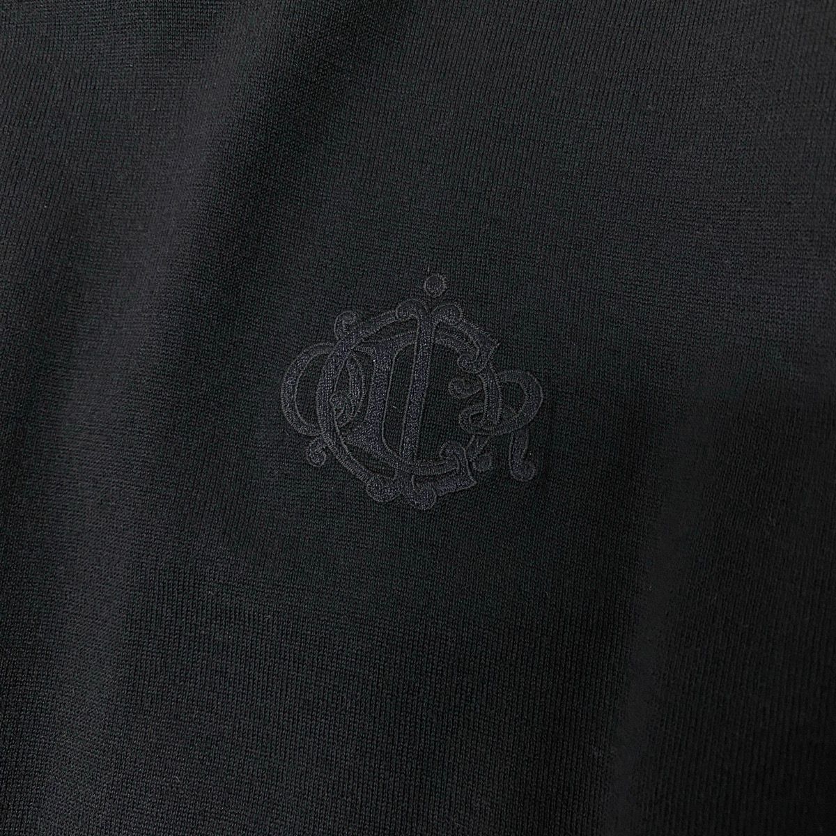 Dior Mock Neck Knit Sweater Logo Embroidery High Gee L Black Wool — view 6