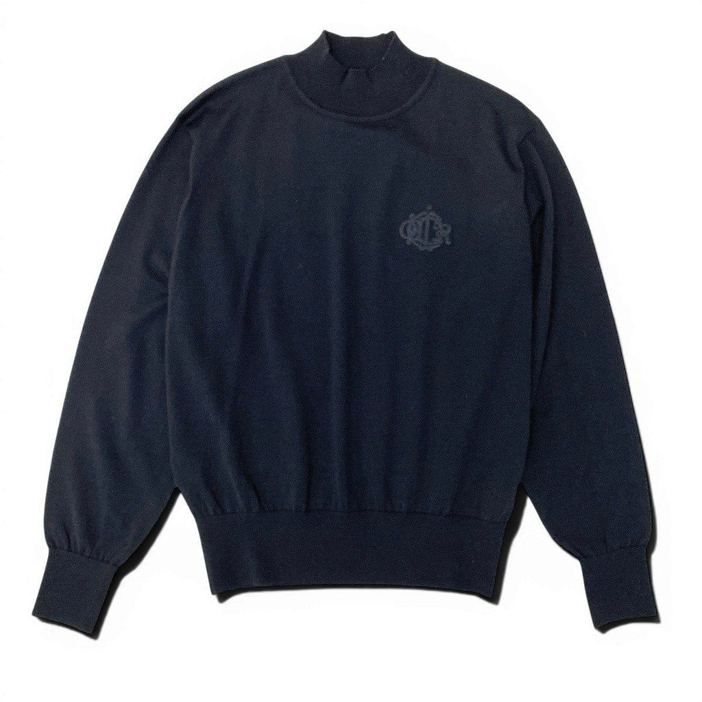Dior Mock Neck Knit Sweater Logo Embroidery High Gee L Black Wool — view 2