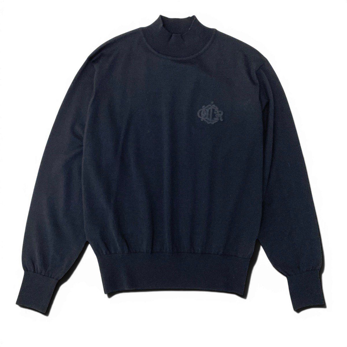 Dior Mock Neck Knit Sweater Logo Embroidery High Gee L Black Wool — view 2