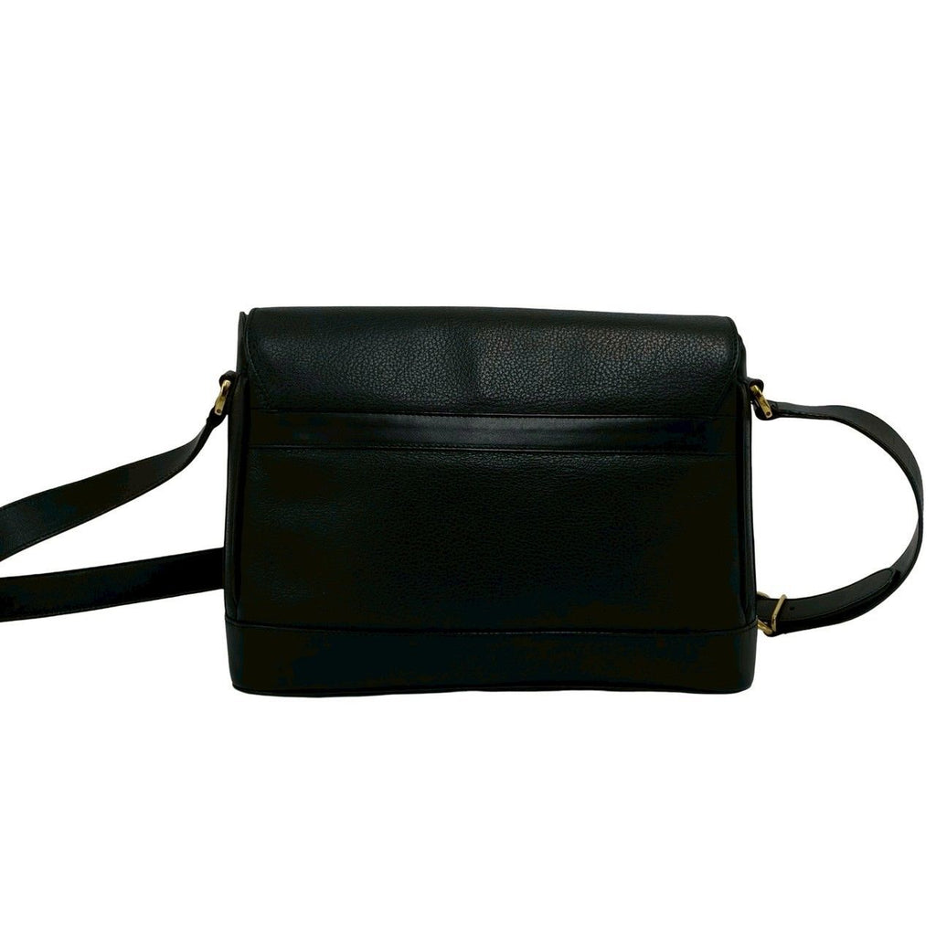 Gucci Vintage Horseshoe Leather Shoulder Bag Cross Black — view 3