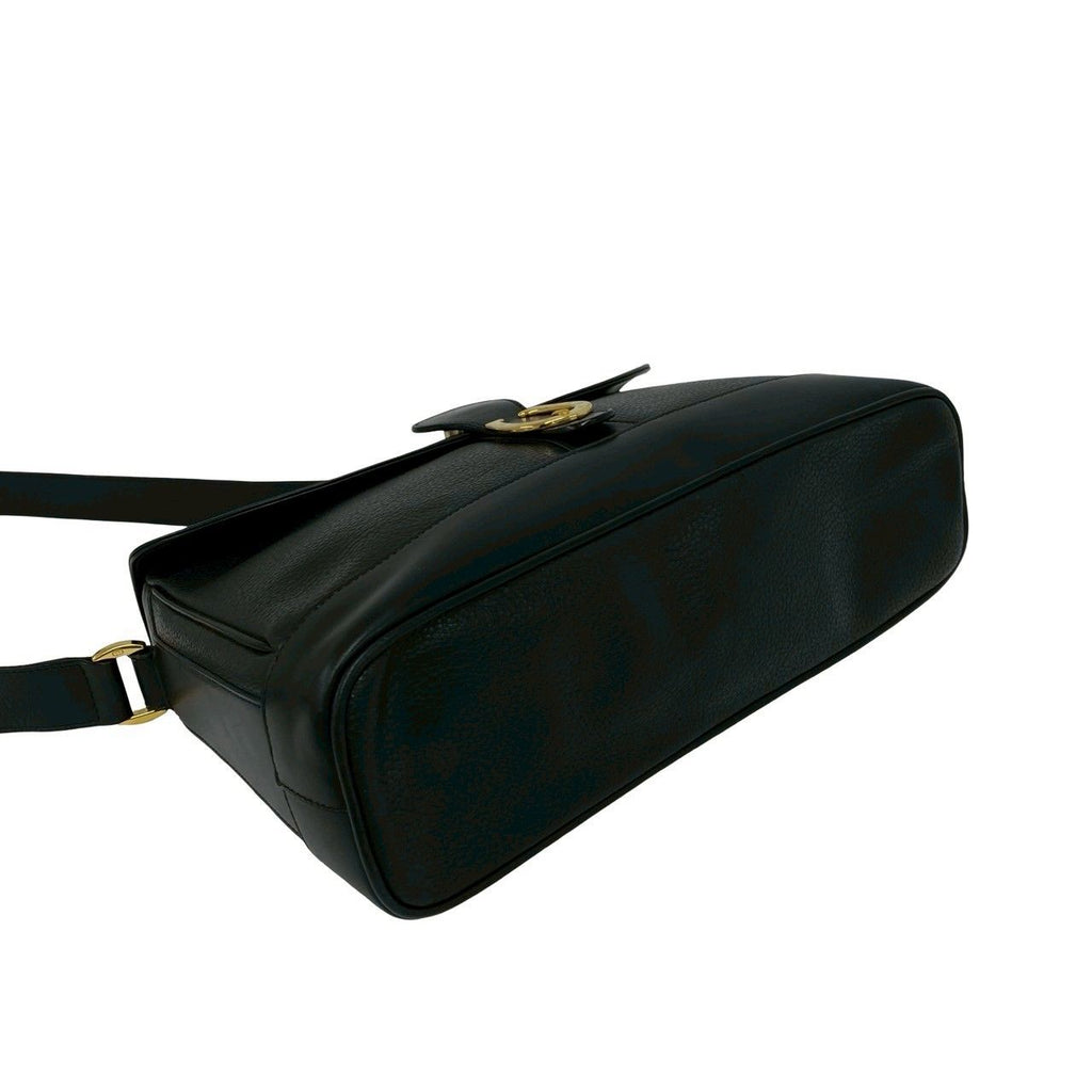 Gucci Vintage Horseshoe Leather Shoulder Bag Cross Black — view 7
