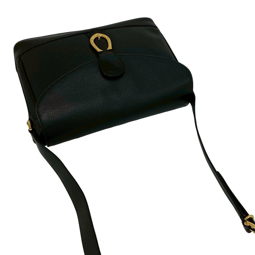 Gucci Vintage Horseshoe Leather Shoulder Bag Cross Black — view 4