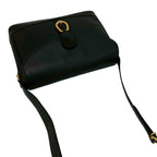 Gucci Vintage Horseshoe Leather Shoulder Bag Cross Black — view 4