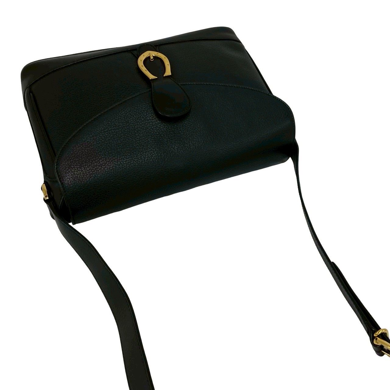 Gucci Vintage Horseshoe Leather Shoulder Bag Cross Black — view 4