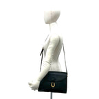 Gucci Vintage Horseshoe Leather Shoulder Bag Cross Black — view 2