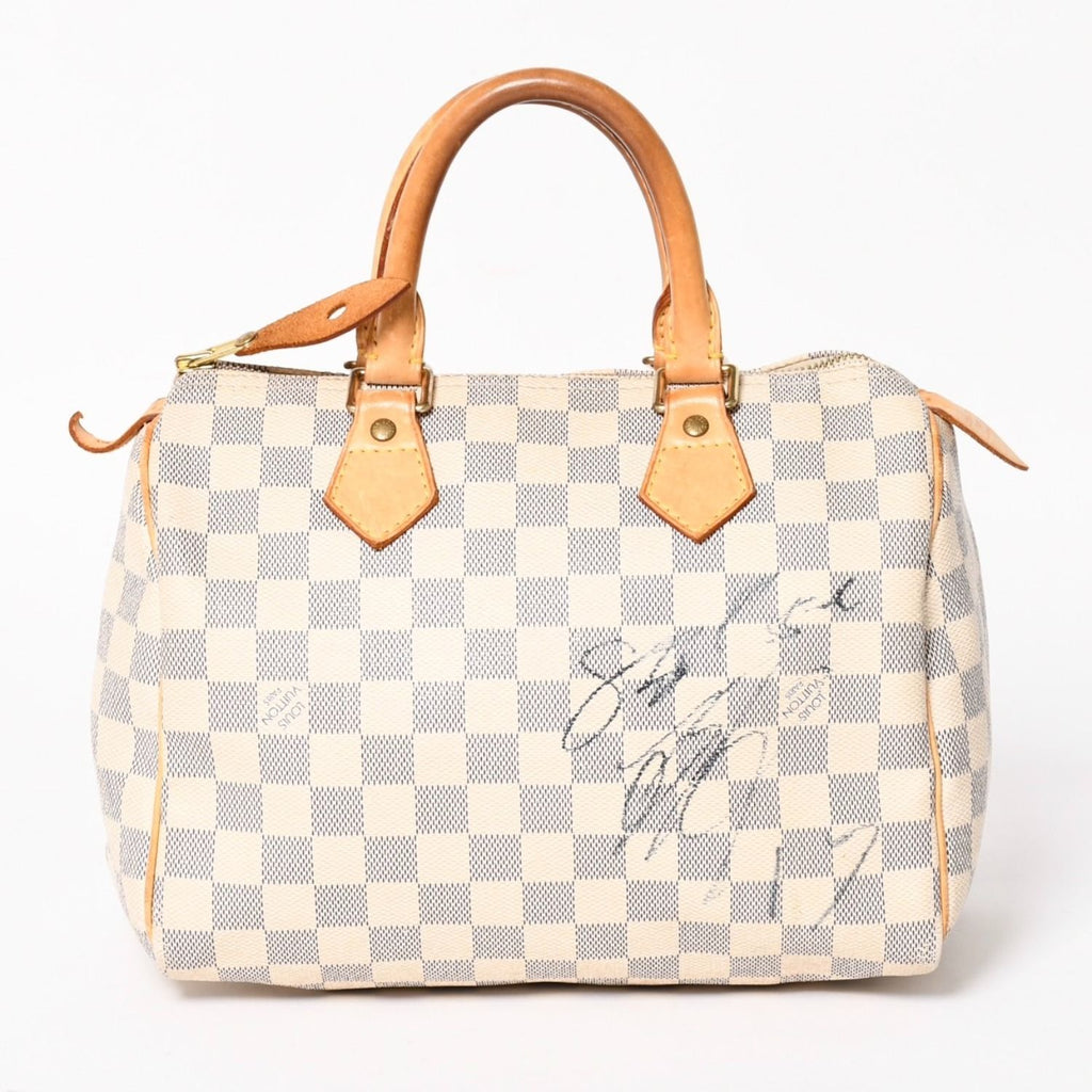Louis Vuitton Handbag Speedy 25 Damier Azur White Navy