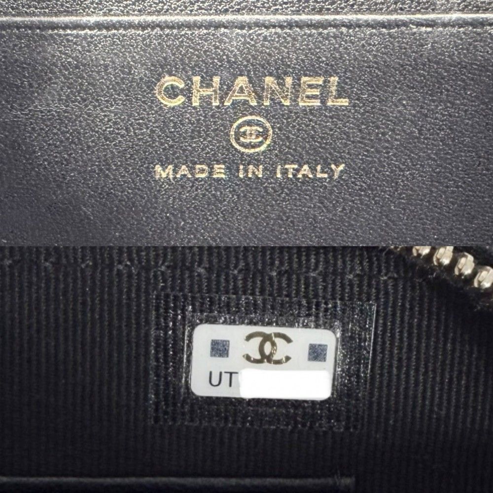 Chanel Shoulder Bag Quilted Mini Logo Chain Crossbody CC Small Lambskin Black — view 5