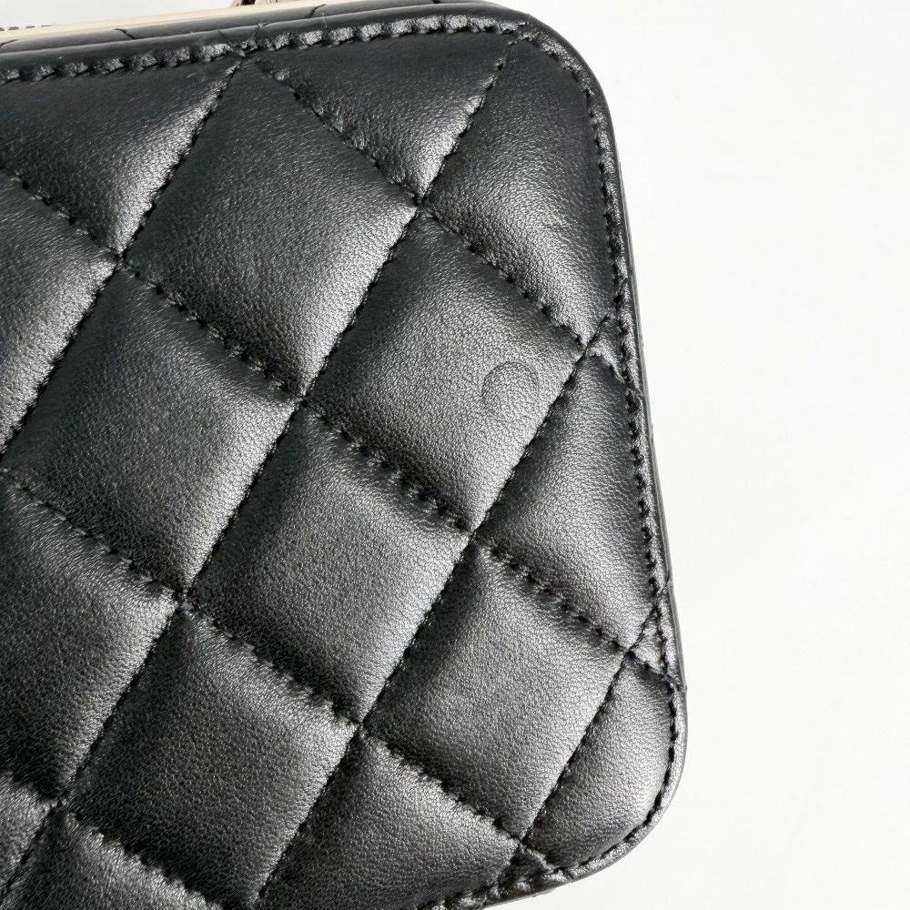 Chanel Shoulder Bag Quilted Mini Logo Chain Crossbody CC Small Lambskin Black — view 8