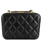 Chanel Shoulder Bag Quilted Mini Logo Chain Crossbody CC Small Lambskin Black — view 2