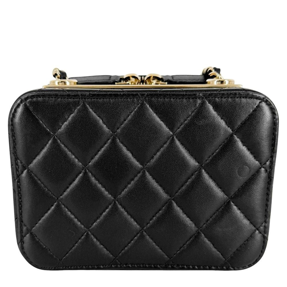 Chanel Shoulder Bag Quilted Mini Logo Chain Crossbody CC Small Lambskin Black — view 2
