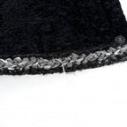Chanel Collarless Jacket Zip Up 36 Black Silk Acrylic — view 7