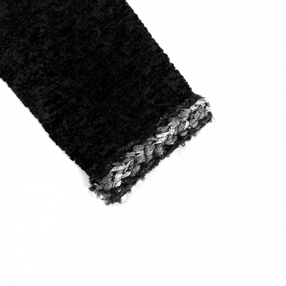 Chanel Collarless Jacket Zip Up 36 Black Silk Acrylic — view 5