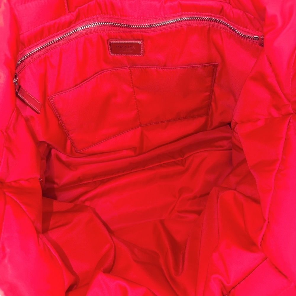 Prada Handbag Padded Re-Nylon Tote Nylon Red Silver — view 4