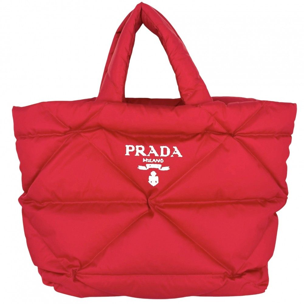 Prada Handbag Padded Re-Nylon Tote Nylon Red Silver