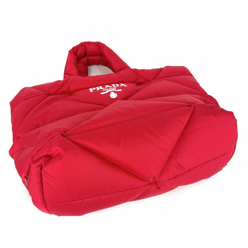 Prada Handbag Padded Re-Nylon Tote Nylon Red Silver — view 3