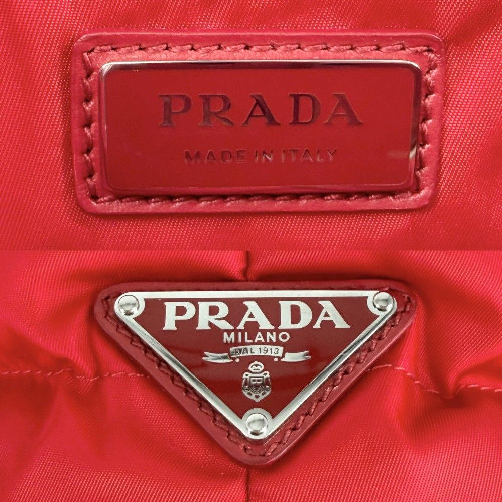 Prada Handbag Padded Re-Nylon Tote Nylon Red Silver — view 5