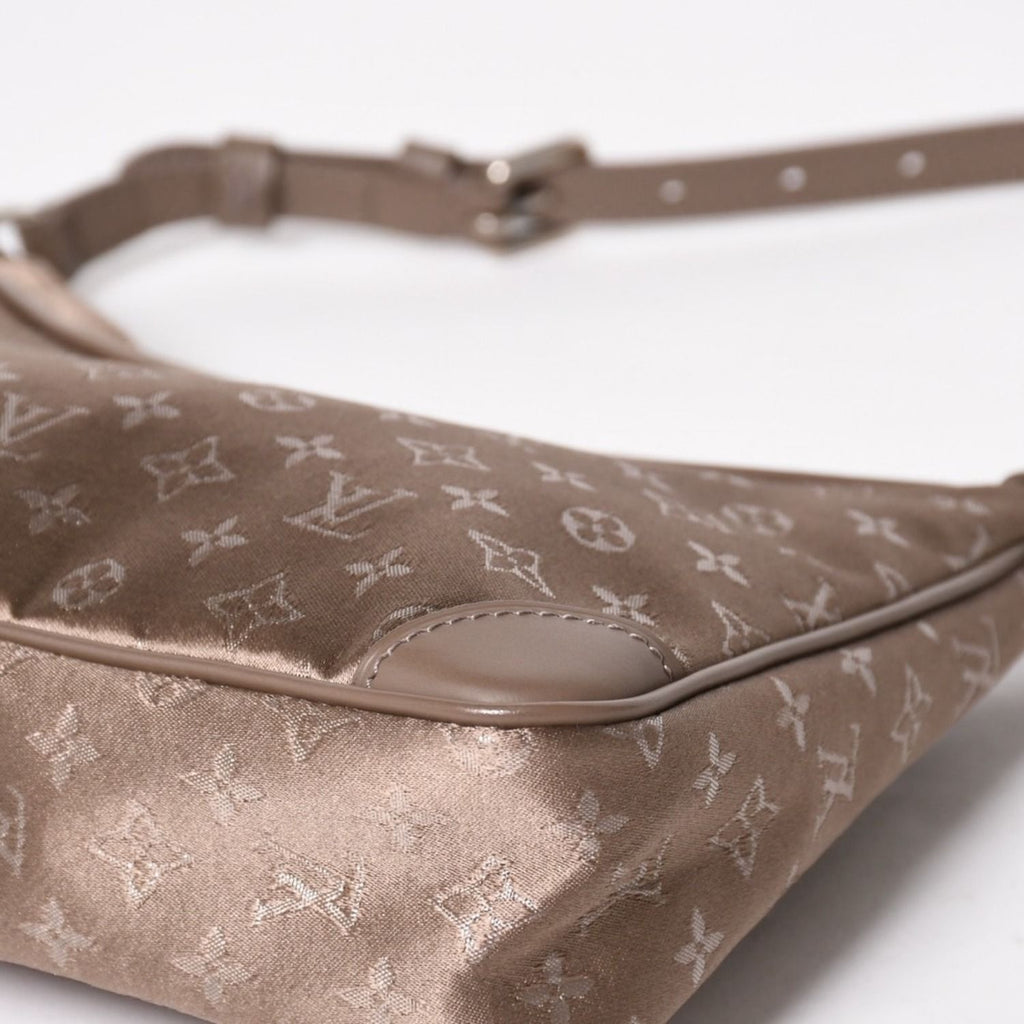 Louis Vuitton Monogram Satin Little Boulogne Shoulder Bag Beige Fabric Silver — view 6