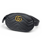 Gucci Waist Bag Belt Pouch Black Gold Clutch Leather GG Marmont