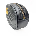 Gucci Waist Bag Belt Pouch Black Gold Clutch Leather GG Marmont — view 8
