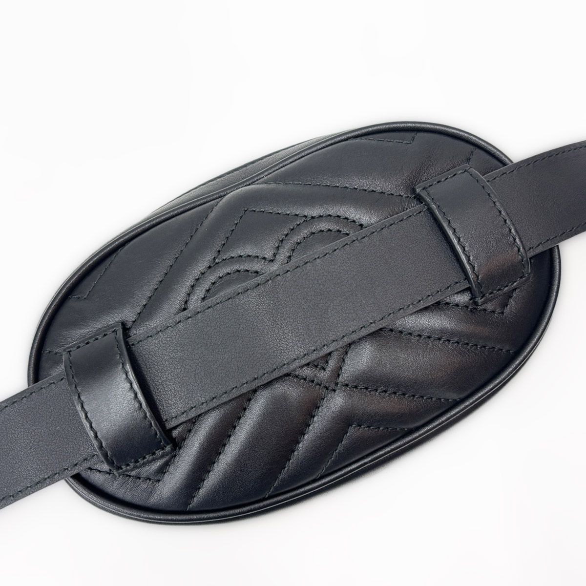 Gucci Waist Bag Belt Pouch Black Gold Clutch Leather GG Marmont — view 4