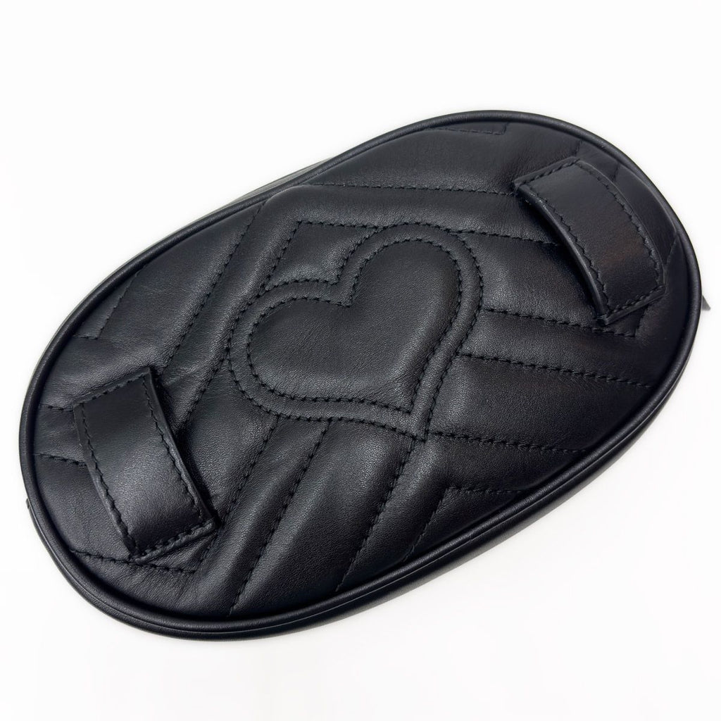 Gucci Waist Bag Belt Pouch Black Gold Clutch Leather GG Marmont — view 5