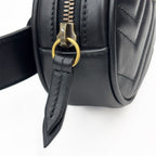 Gucci Waist Bag Belt Pouch Black Gold Clutch Leather GG Marmont — view 7