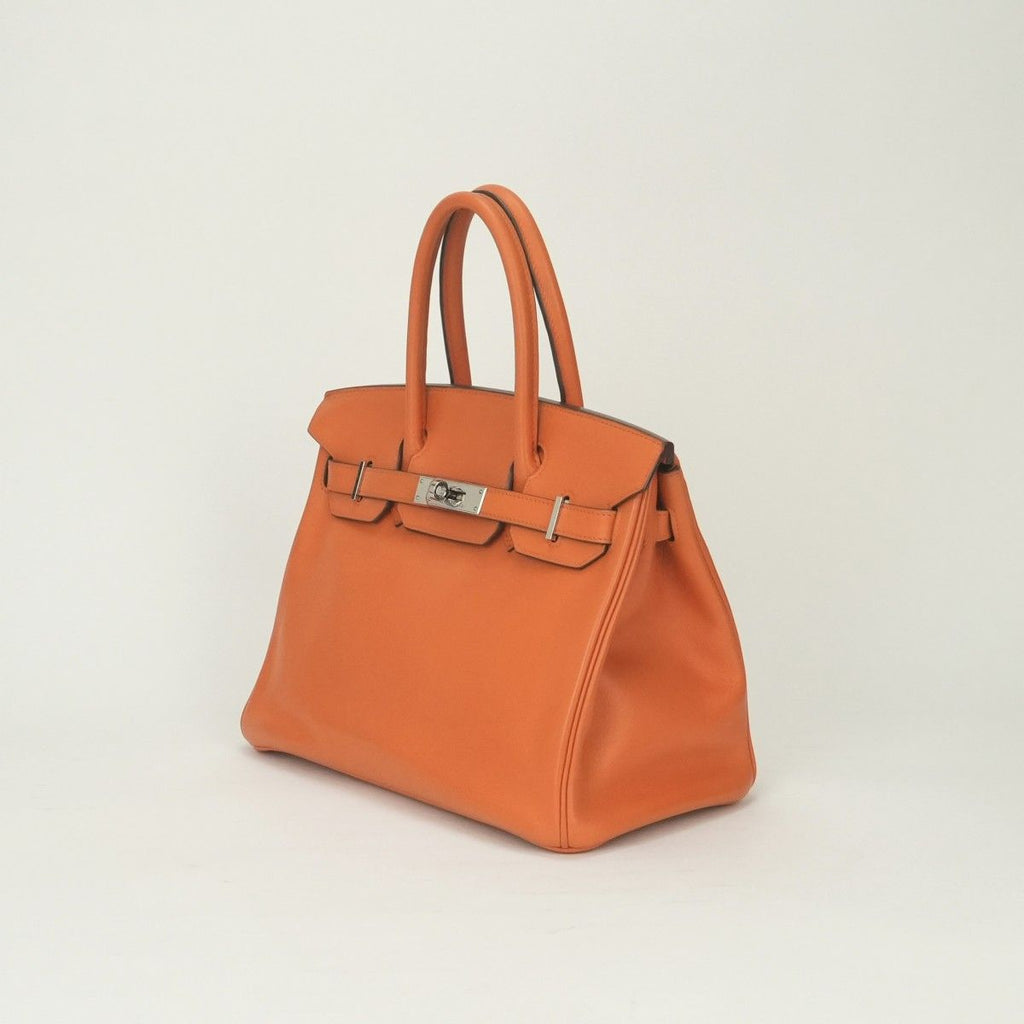 Hermes Birkin 30 Tote Swift Orange Ruthenium Handbag Veau — view 2