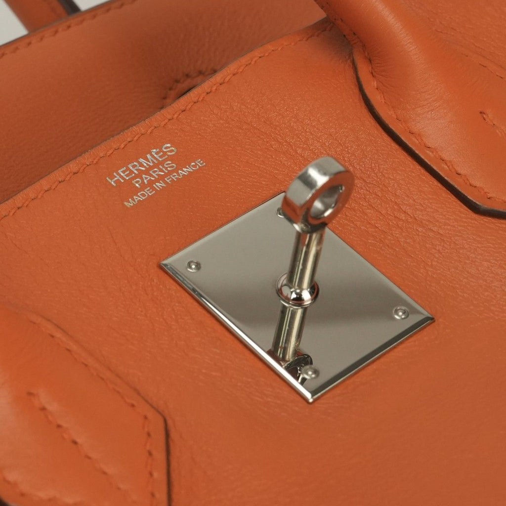 Hermes Birkin 30 Tote Swift Orange Ruthenium Handbag Veau — view 8