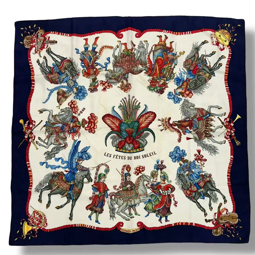 Hermes Scarf Silk Carre 90 les Fetes du Roi Soleil Celebration of the Sun King
