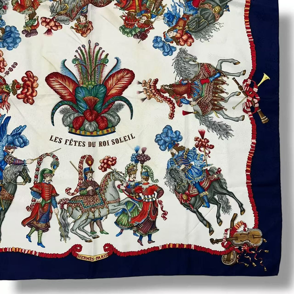 Hermes Scarf Silk Carre 90 les Fetes du Roi Soleil Celebration of the Sun King — view 5