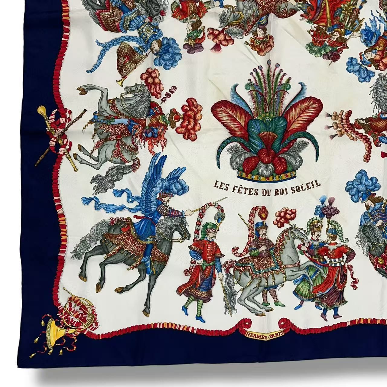 Hermes Scarf Silk Carre 90 les Fetes du Roi Soleil Celebration of the Sun King — view 4