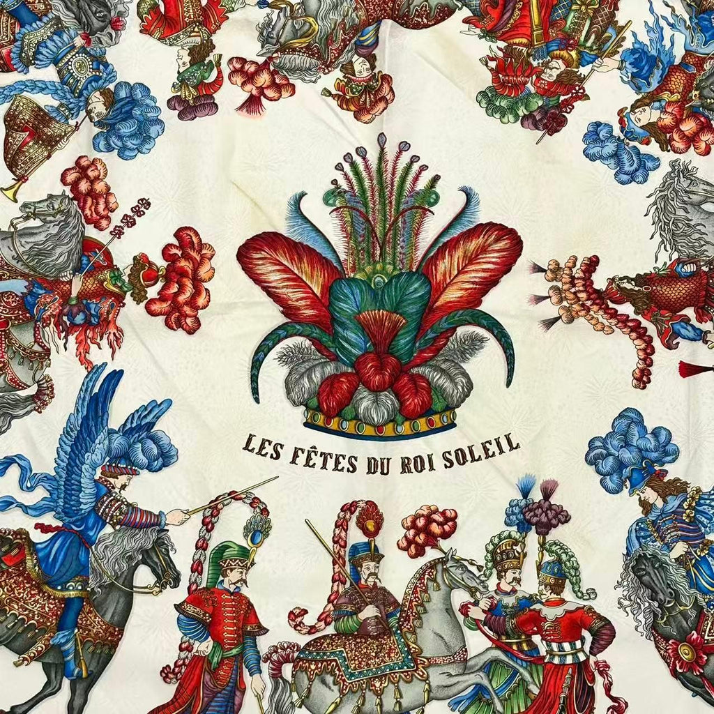 Hermes Scarf Silk Carre 90 les Fetes du Roi Soleil Celebration of the Sun King — view 6