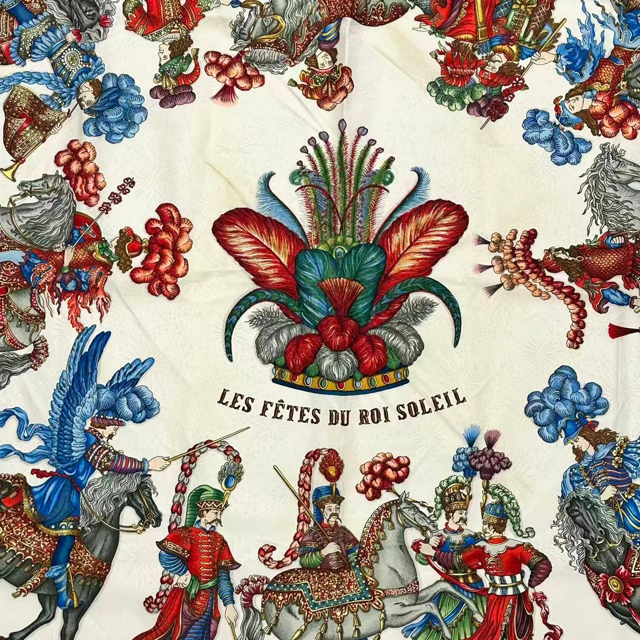 Hermes Scarf Silk Carre 90 les Fetes du Roi Soleil Celebration of the Sun King — view 6