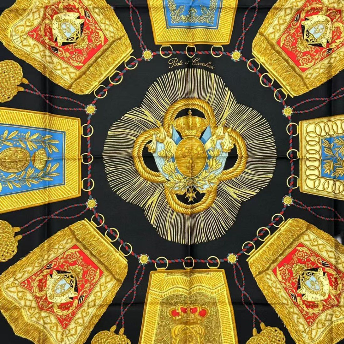 Hermes Scarf Silk Carre 90 Poste Et Cavalerie Saber Decorative Bag Black — view 6