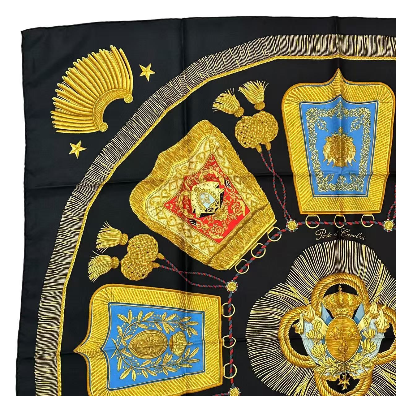 Hermes Scarf Silk Carre 90 Poste Et Cavalerie Saber Decorative Bag Black — view 2