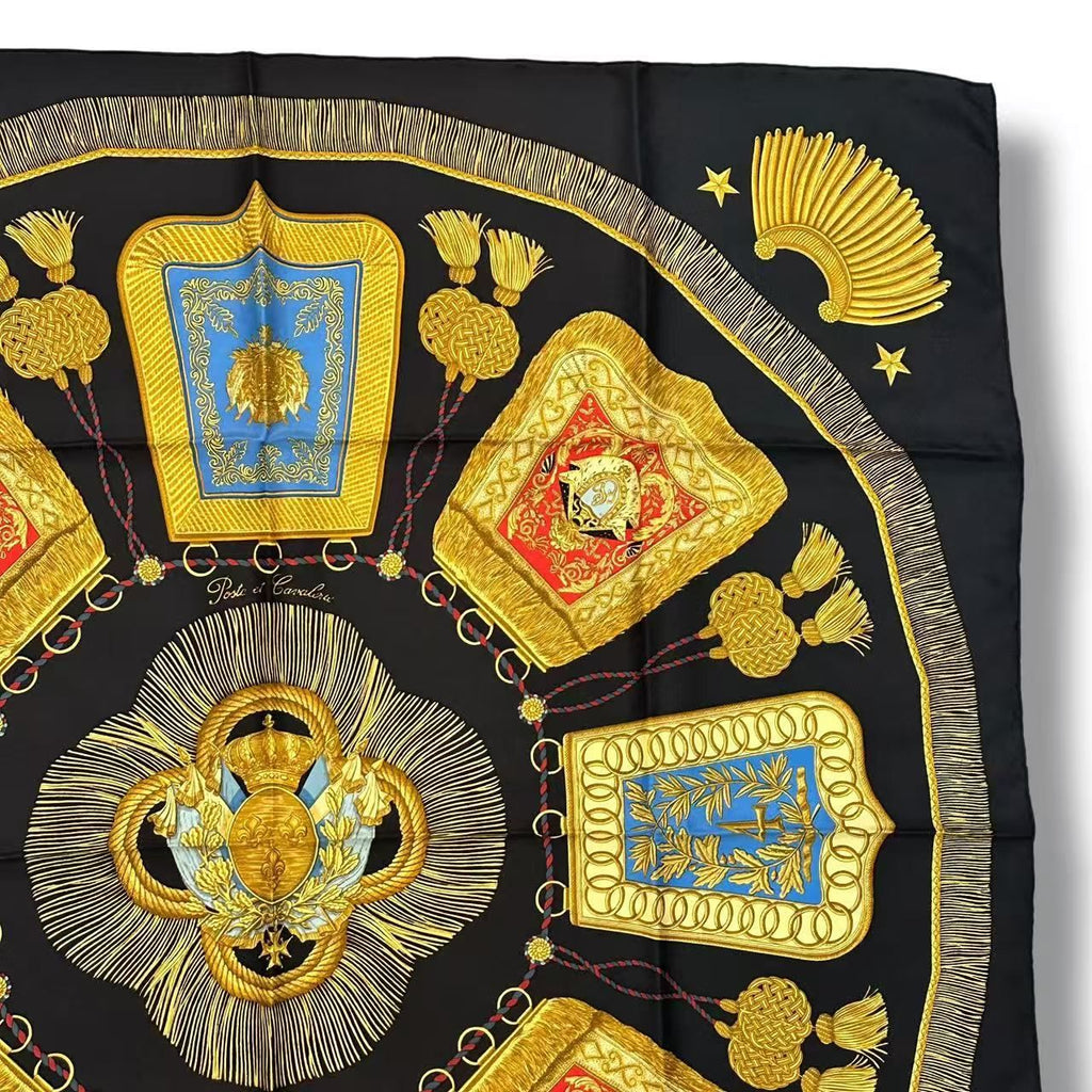 Hermes Scarf Silk Carre 90 Poste Et Cavalerie Saber Decorative Bag Black — view 3