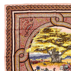 Hermes Scarf Silk Carre 90 Sous le Cedre Under Himalayan Cedar Pink — view 2