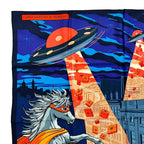 Hermes Scarf Silk Carre 90 Space Shopping Au Faubourg Navy — view 2